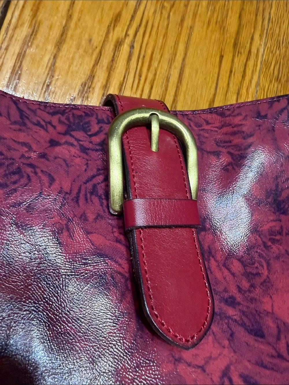 Patricia Nash Irving Leather Satchel rose print purse. Crossbody strap missing